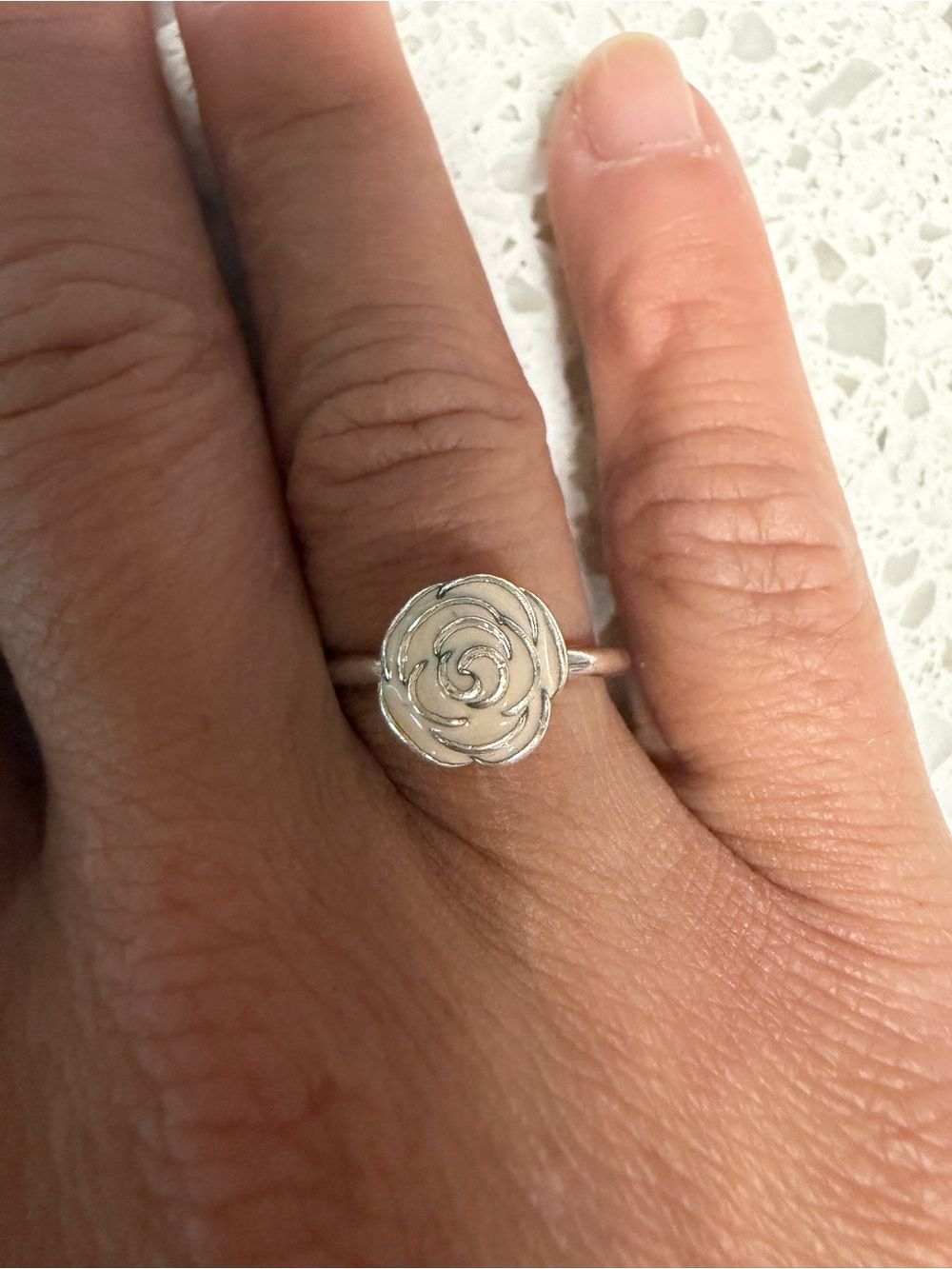 Pandora Silver Floral Rose Ring